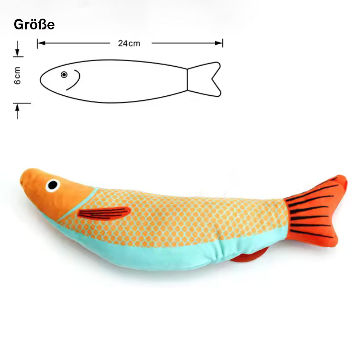 Katzenspielzeug Fisch mit Glöckchen – aus Baumwolle