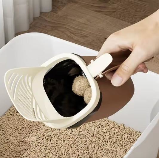Katzenstreuschaufel mit integriertem Abfallbehälter