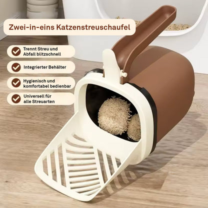 Katzenstreuschaufel mit integriertem Abfallbehälter