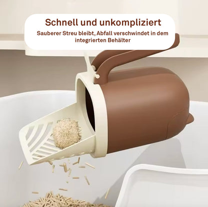 Katzenstreuschaufel mit integriertem Abfallbehälter